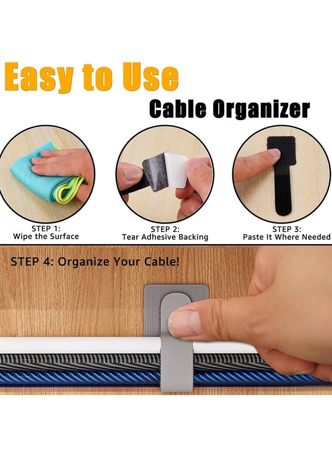 Osowake 50 PCS Reusable Cable Ties, Self Adhesive Cable Ties, Cable Tidy Management, Reusable Wire Organizers for Cords Hooks for Outdoor String Lights Light Clips - Image 3