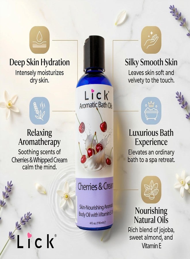 Lick Cherries and Whipped Cream Aromatic Bath Oil - Dessert Aromas Collection - Lightweight Soaking Oils for Relaxation, 4 oz - Image 2