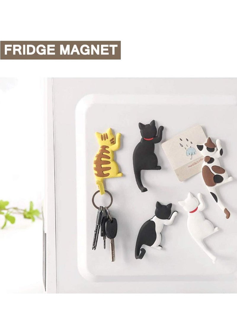 KASTWAVE Magnetic Refrigerator Stickers, Cartoon Cats Magnetic Suction Refrigerator Hook PVC Decorative Household Items Can Be Used to Hang Photos Memo Keys (6 Pieces)  - Image 2