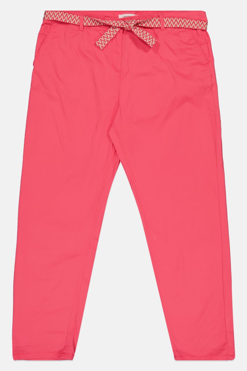 promod Women Regular Fit Solid Chino Pants, Fuchsia - Image 2