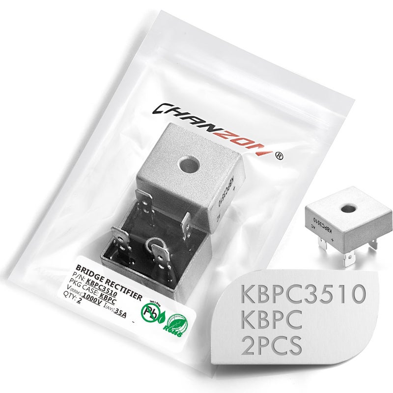 عبوة من 2 قطع دايود تقويم الجسر شانتزون KBPC3510 35A 1000V KBPC أحادي الطور موجة كاملة 35 أمبير 1000 فولت دايودات سيليكون إلكترونية