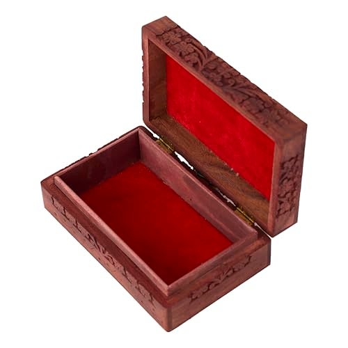 GURU JEE Wooden Indian Handmade Carving Box Tree of LifeTrinket Box Wood Jewelry Organizer Keepsake Box Perfect Gifts For Women 8x5x2.5 Inch - Image 5