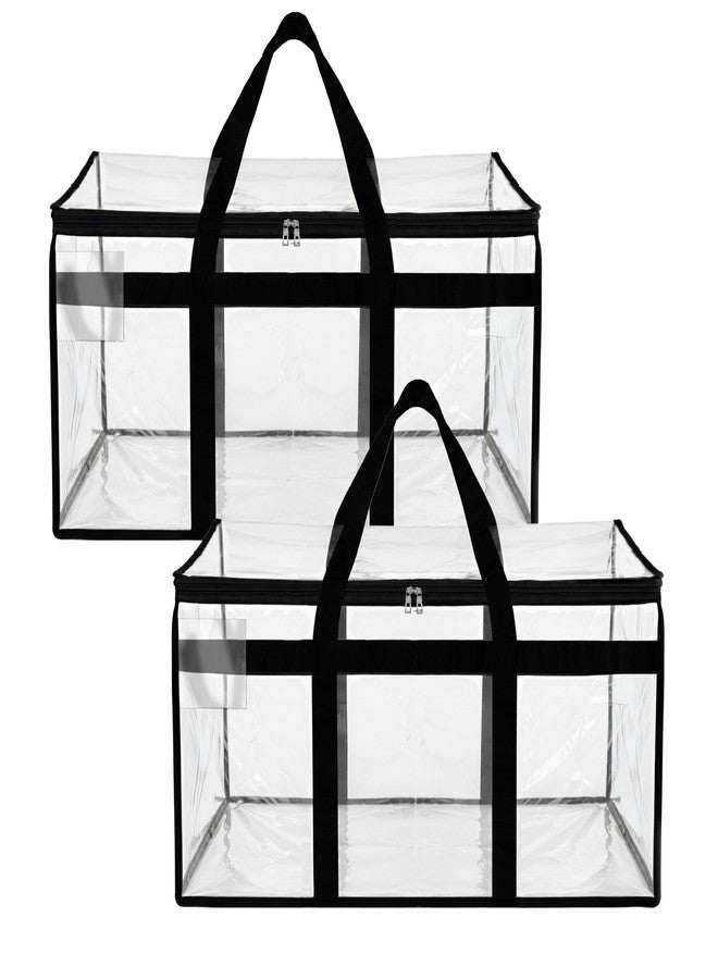 Storite 2 Pack Transparent Moisture Proof Multi-Purpose 60 L Large Toys Storage Bag/Books Magazine/Blankets/Clothes Storage Organizer with Zip and Handle Rectangular (Transparent,54x32x35 cm) - Image 1