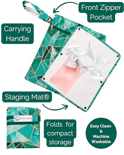 Sarah Wells Pumparoo Wet Dry Bag for Breast Pump Parts Compact Organizer with Waterproof Pocket Staging Mat Fridge Hack Machine Washable Pumping Accessory Mosaic - Image 3