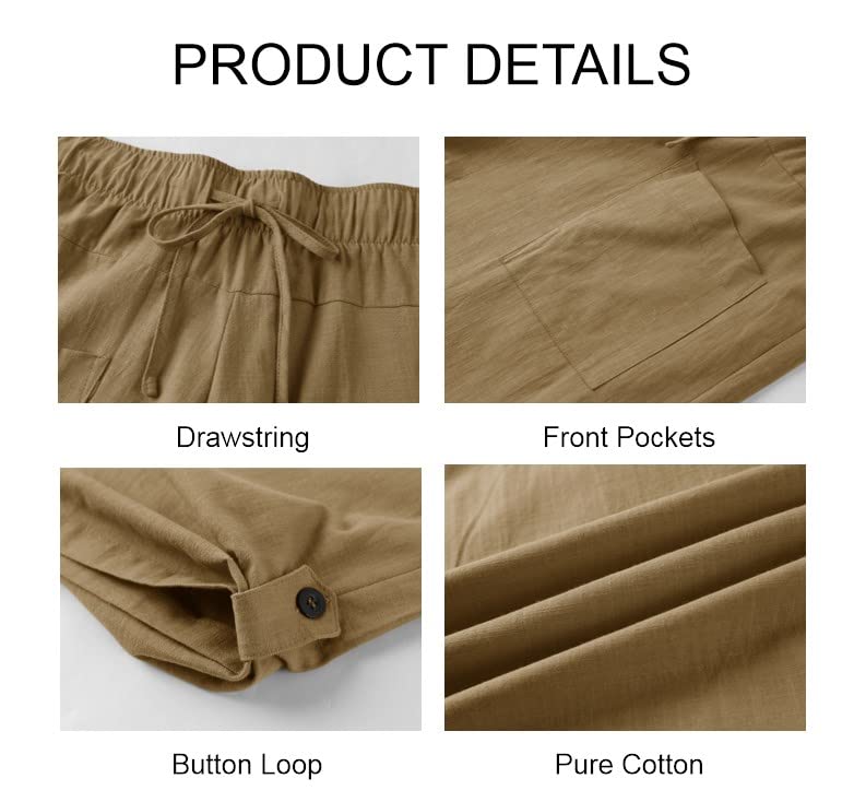 Gafeng Mens Linen Harem Capri Pants Drawstring 3/4 Shorts Casual Beach Yoga Hippie Thai Pants - Image 4