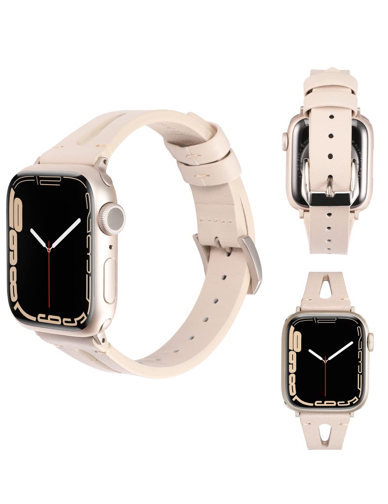 Wearlizer Starlight Leather Compatible with Apple Watch Bands 38mm 40mm 41mm for iWatch SE Womens Mens Special Straps Triangle Hole Wristband Sport Replacement Series SE/9/8/7/6/5/4/3/2/1/Sports - Image 5