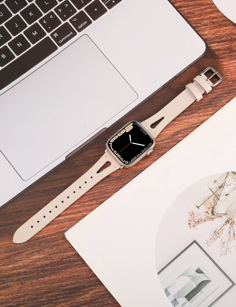 Wearlizer Starlight Leather Compatible with Apple Watch Bands 38mm 40mm 41mm for iWatch SE Womens Mens Special Straps Triangle Hole Wristband Sport Replacement Series SE/9/8/7/6/5/4/3/2/1/Sports - Image 4