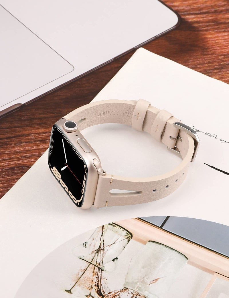 Wearlizer Starlight Leather Compatible with Apple Watch Bands 38mm 40mm 41mm for iWatch SE Womens Mens Special Straps Triangle Hole Wristband Sport Replacement Series SE/9/8/7/6/5/4/3/2/1/Sports - Image 2