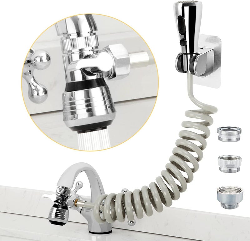 CECEFIN Kitchen Sink Sprayer Hose Attachment for Faucet, Kitchen Faucet Head Replacement w/ 79" Recoil Hose and Holder, Pressurized Water Saving Aerator & Diverter Valve, Faucet Sprayer Attachment Set - Image 1