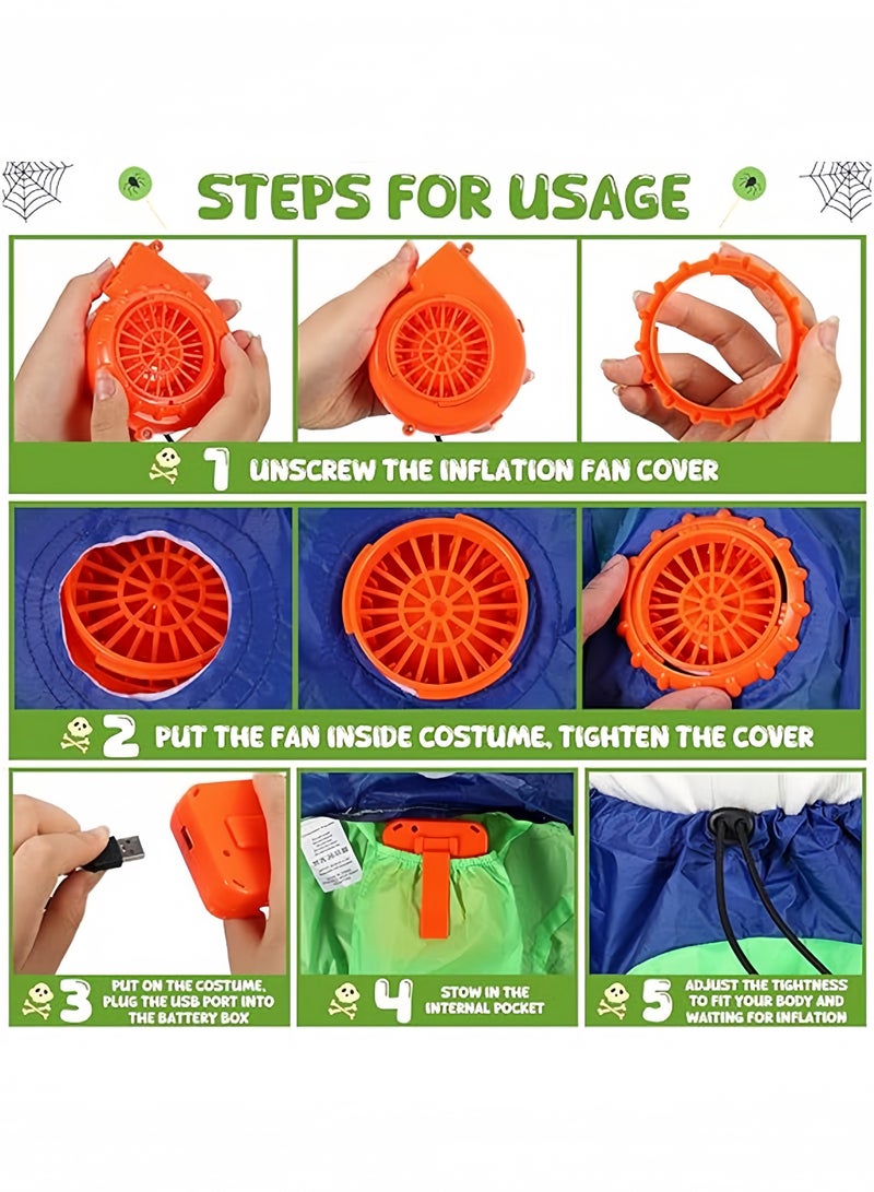 جيجيرو زي الهالوين القابل للنفخ على شكل ديناصور للأطفال يركبون تي ريكس، حفلة مضحكة للأولاد والبنات - Image 2