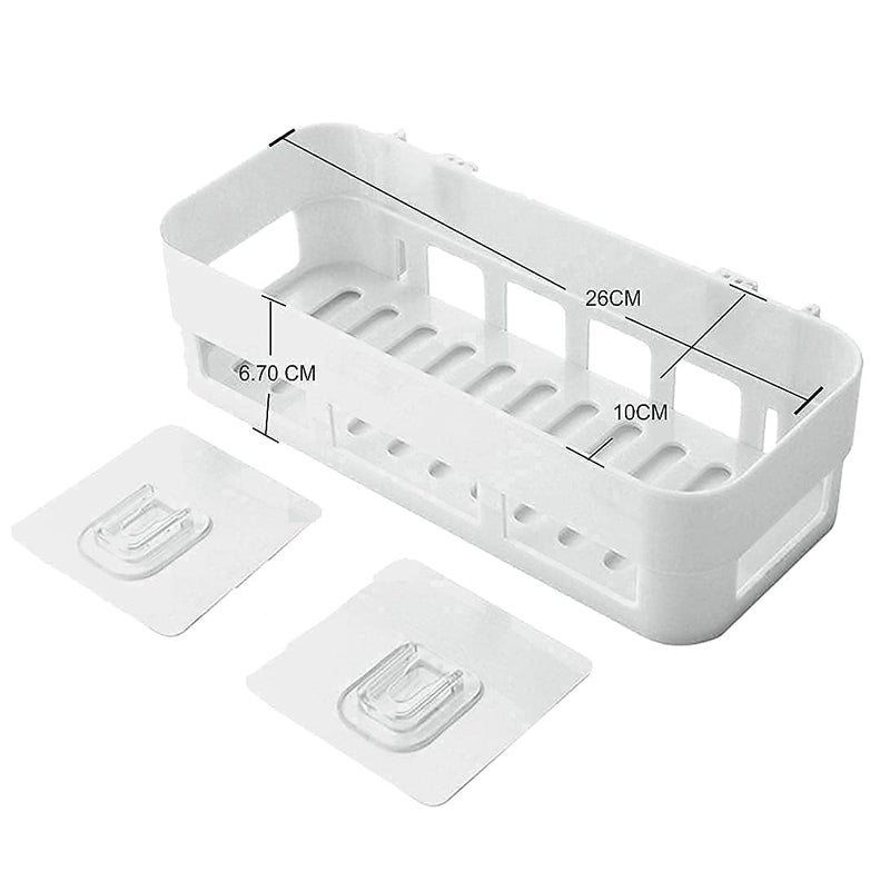 TEKCOOL منظم حمام بلاستيكي، رف حمام ذاتي اللصق للجدار، منظم دورة المياه، حامل حمام بدون حفر (1 قطعة) - Image 2