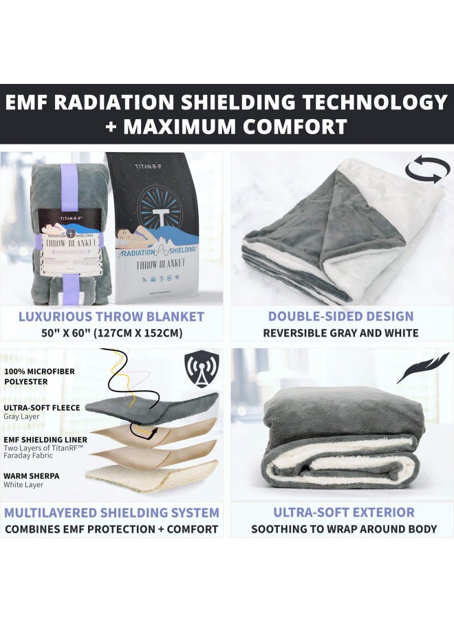 Generic Titanrf Radiation Shielding Throw Blanket - 50" x 60" (127cm x 152cm) Ultra-Soft Reversible Gray and White Design with EMF Radiation Protection - This is Not a Faraday Cage  - Image 3