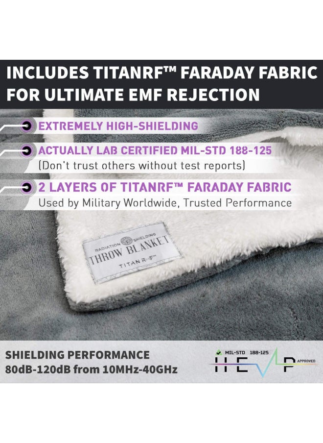 Generic Titanrf Radiation Shielding Throw Blanket - 50" x 60" (127cm x 152cm) Ultra-Soft Reversible Gray and White Design with EMF Radiation Protection - This is Not a Faraday Cage  - Image 4