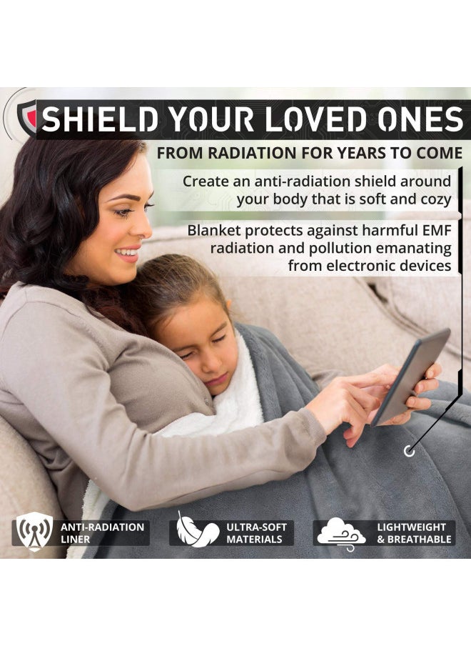 Generic Titanrf Radiation Shielding Throw Blanket - 50" x 60" (127cm x 152cm) Ultra-Soft Reversible Gray and White Design with EMF Radiation Protection - This is Not a Faraday Cage  - Image 5