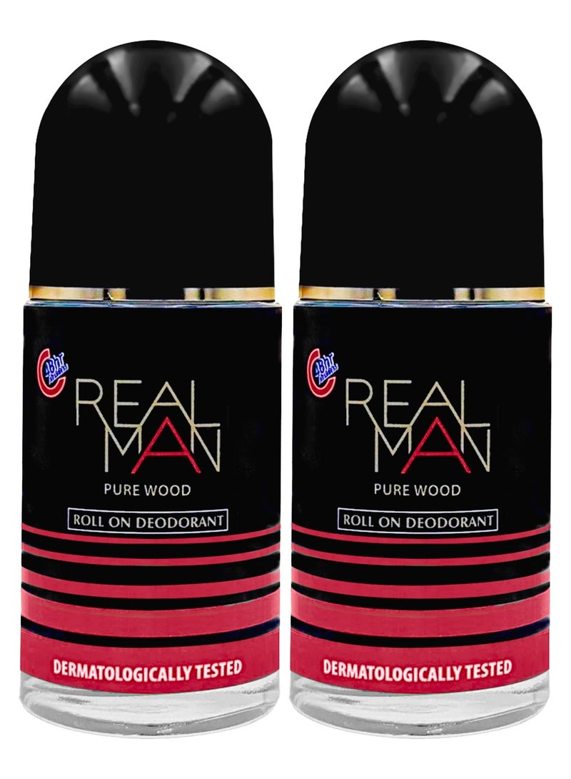 RealMan Deo Roll-On 50ml - PURE WOOD - 2pcs