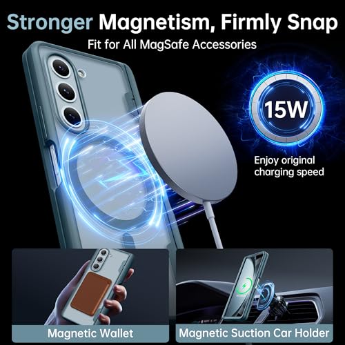 MOBOSI Magnetic for Samsung Galaxy Z Fold 4 Case, Compatible with Magsafe, Built-in Hinge Protection & Front Screen Protector Full Body Rugged Phone Case for Z Fold4 with S Pen Slot, Light Green - Image 3