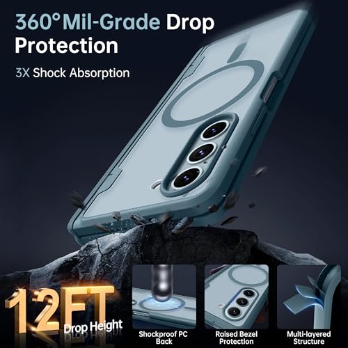 MOBOSI Magnetic for Samsung Galaxy Z Fold 4 Case, Compatible with Magsafe, Built-in Hinge Protection & Front Screen Protector Full Body Rugged Phone Case for Z Fold4 with S Pen Slot, Light Green - Image 4