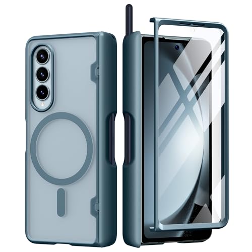 MOBOSI Magnetic for Samsung Galaxy Z Fold 4 Case, Compatible with Magsafe, Built-in Hinge Protection & Front Screen Protector Full Body Rugged Phone Case for Z Fold4 with S Pen Slot, Light Green - Image 1