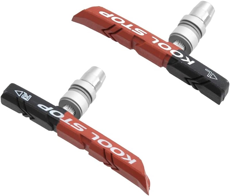 Kool Stop وسادات فرامل الجبال من كول ستوب ذات المركب المزدوج لنظام الفرامل السحب الخطية - أسود/سمك السلمون - Image 2