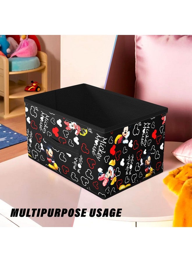 Kuber Industries Foldable Boxes For Storage (Pack of 2) - Multipurpose Storage Organizer For Clothes | Wardrobe | Closet | Toys | Books - Disney Mickey Print - Undergarment Organizer Basket (Black) - Image 4
