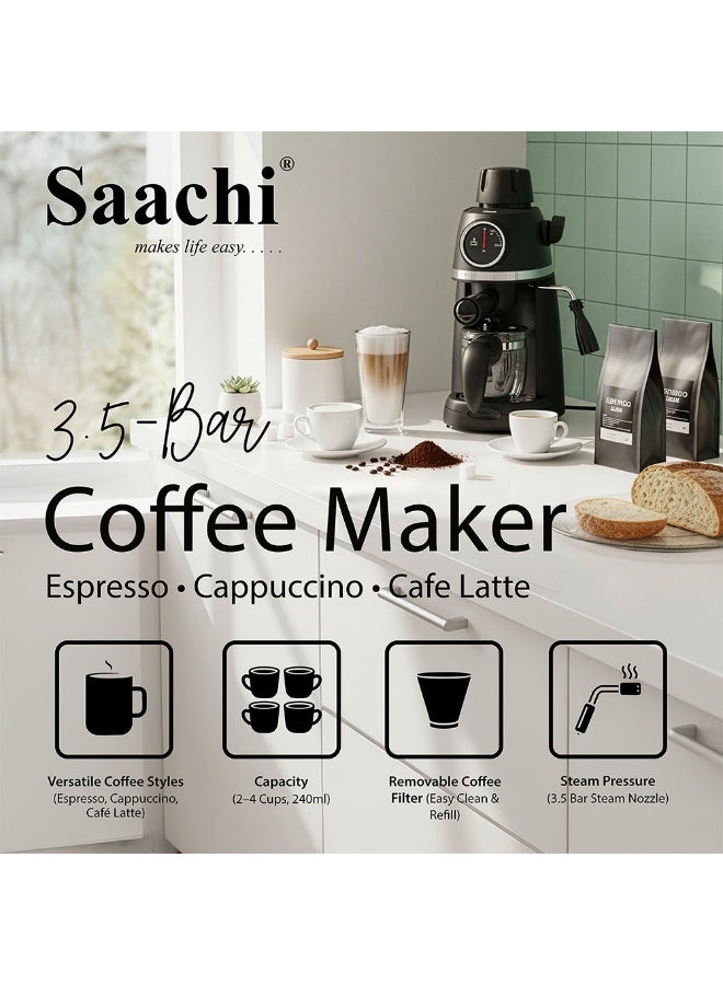 ساتشي ماكينة صنع القهوة بضغط 3.5 بار 240 ml 800 W NL-COF-7047-BK أسود - Image 5