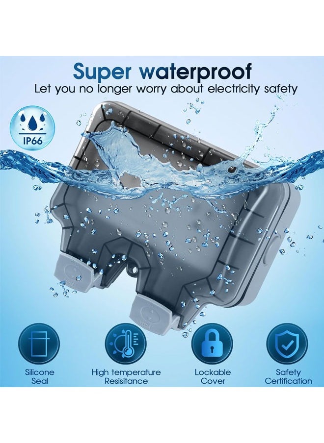 Waterproof socket box Outdoor power socket box Waterproof Ip66 Power socket Lockable 2-jack socket (double plug socket)