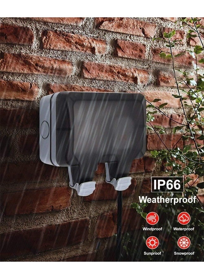 Waterproof socket box Outdoor power socket box Waterproof Ip66 Power socket Lockable 2-jack socket (double plug socket)