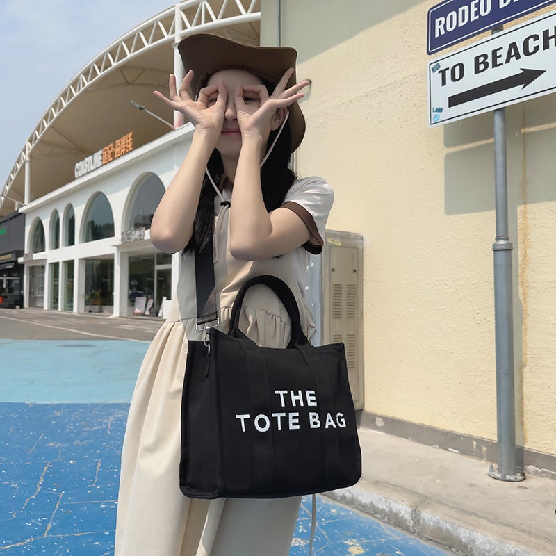 2024 Women'S Bag Simple Crossbody Bag Casual Tote Bag Letter Printed Canvas Bag Large Capacity Shoulder Bag - Image 4