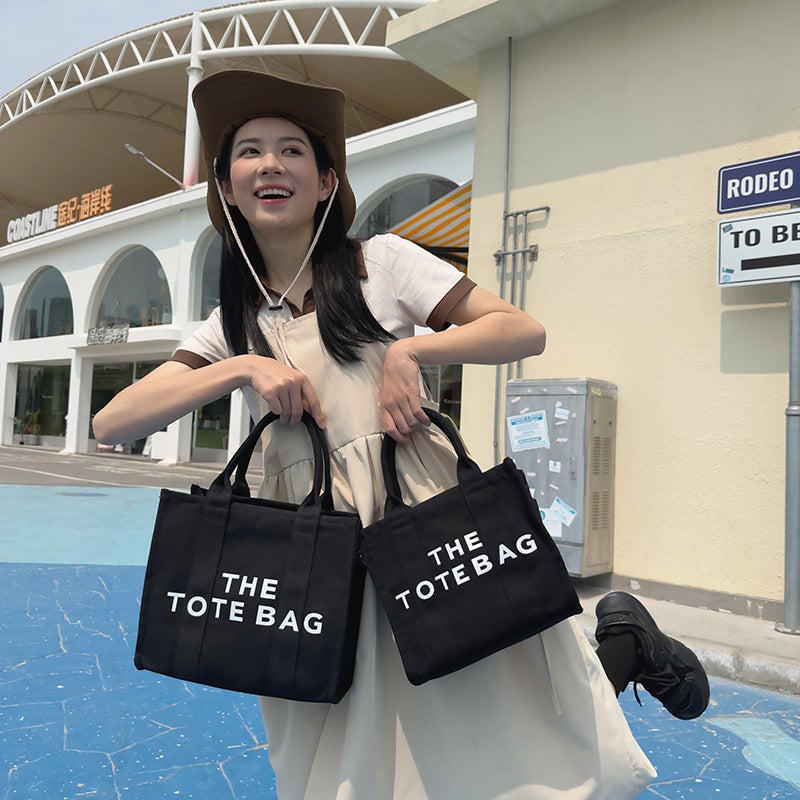 2024 Women'S Bag Simple Crossbody Bag Casual Tote Bag Letter Printed Canvas Bag Large Capacity Shoulder Bag - Image 2