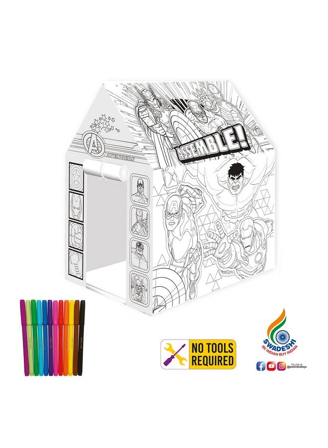 راتاناز خيمة لعب ديزني مارفل من راتنا ماي كولورينغ هت (36 × 29 × 40 سم) مجموعة قابلة للغسل وإعادة الاستخدام للأطفال من سن 3 سنوات فما فوق (المنتقمون) - Image 2