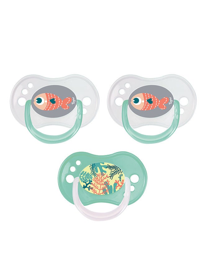 TIGEX 3 مصاصات سيليكون قابلة للعكس +6 أشهر نهارًا وليلاً مختلطة - Image 1