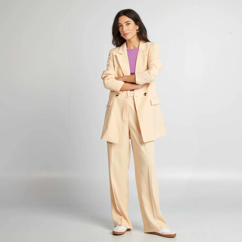 Kiabi Mid-Length Tailored Jacket Beige