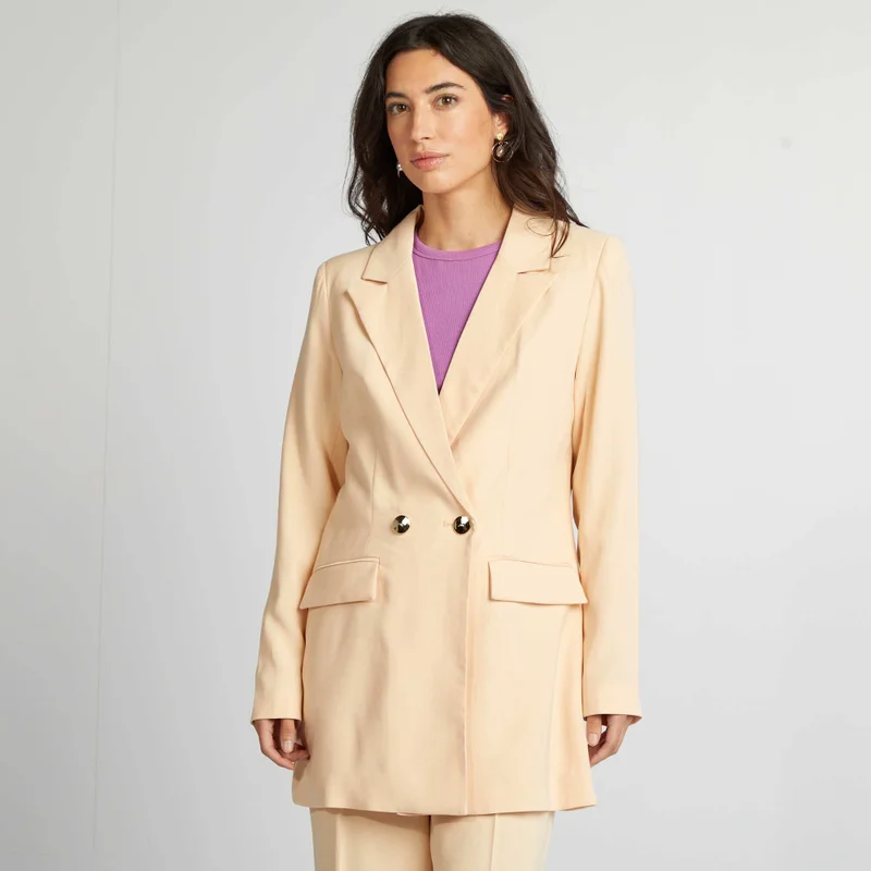 Kiabi Mid-Length Tailored Jacket Beige