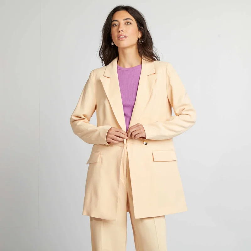 Kiabi Mid-Length Tailored Jacket Beige