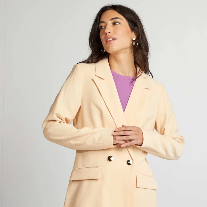 Kiabi Mid-Length Tailored Jacket Beige