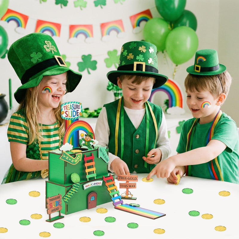 Cooldele Leprechaun Trap Kit for Kids, St. Patrickâ€™s Day Wooden DIY Craft Set, Includes Rainbow Slides and Trap mechanisms, St. Patrick's Day Decorations Party Supplies - Image 3