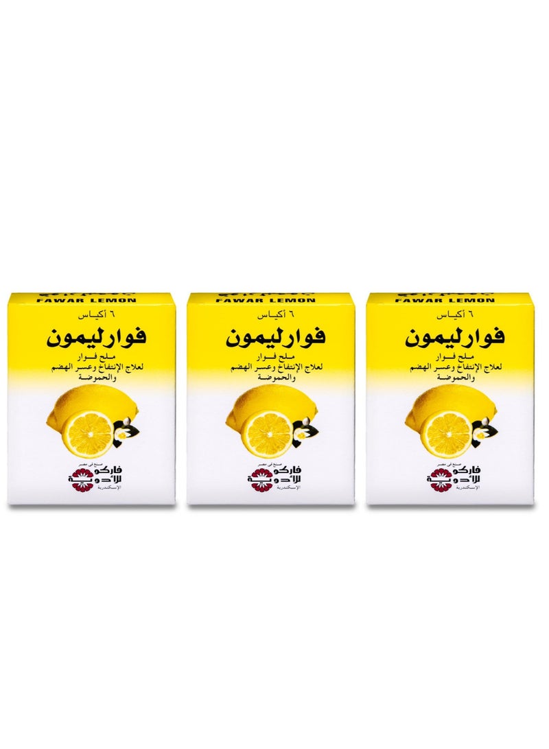 Pharco Pack Of 3 Fawar Lemon Effervescent Sachets 6 Pcs  - Image 1