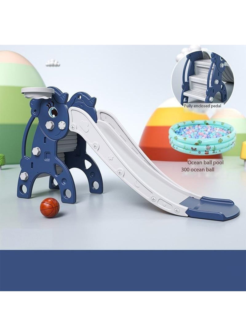 LIMOS Kids Plastic Play Slide With 300 Ocean Balls Pool and Basketball Hoop - Image 1