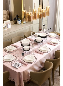 Elegant Silver Presentation Set for Ramadan Tables - 8-Piece Plate, Lattice Napkin Holder, Trivet