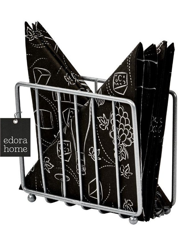 Edora Home - Elegant Silver Presentation Set for Ramadan Tables - 8-Piece Plate, Lattice Napkin Holder, Trivet - Image 1