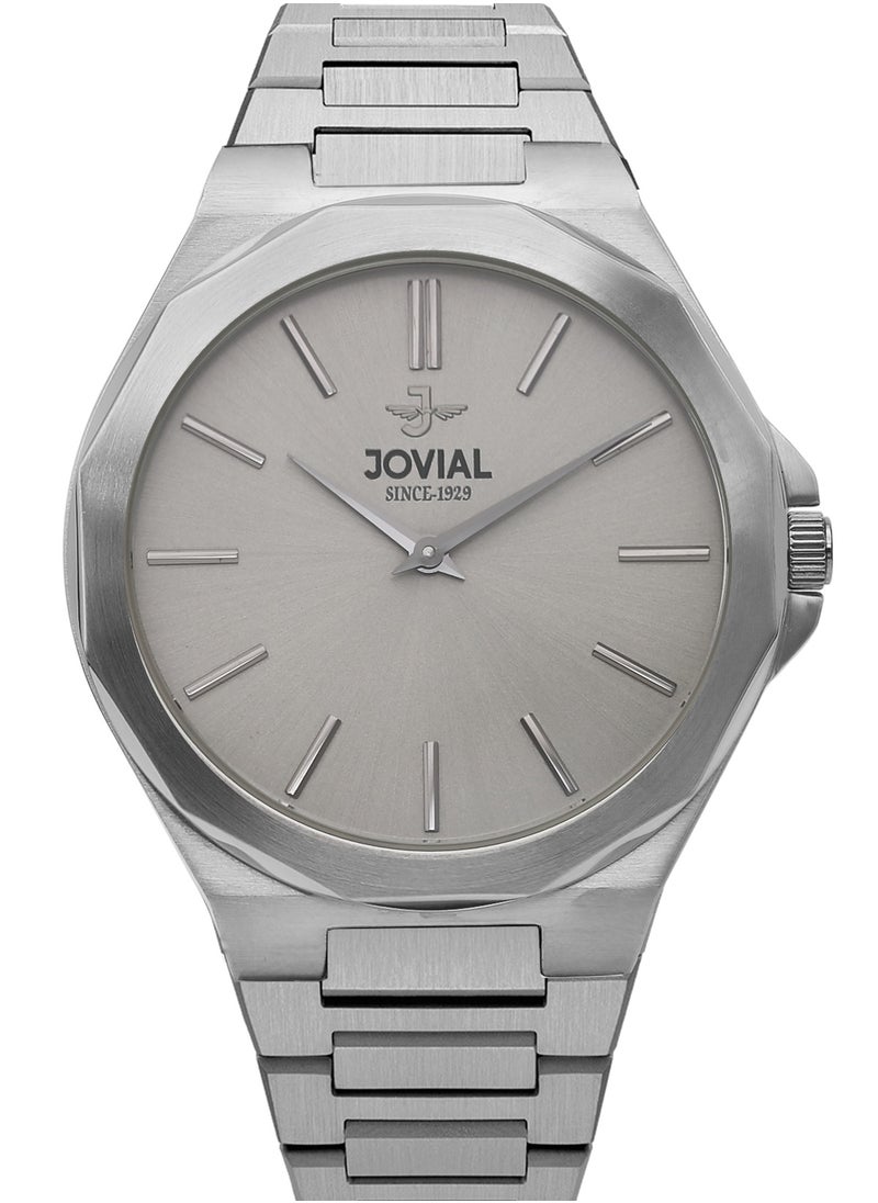 Jovial JOVIAL 9170GSMQ02E  Men's Fashion ,Anloge Stainless Steel Band Watch, 42mm, Grey  - Image 1