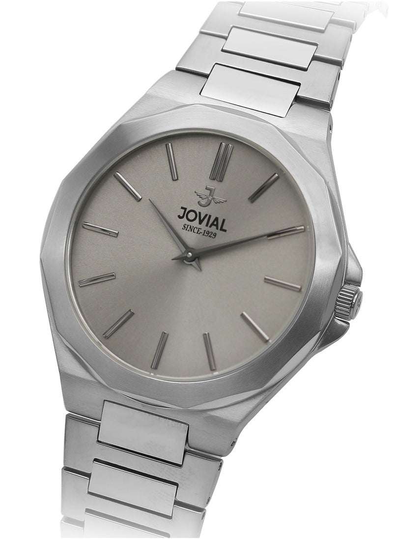 Jovial JOVIAL 9170GSMQ02E  Men's Fashion ,Anloge Stainless Steel Band Watch, 42mm, Grey  - Image 2