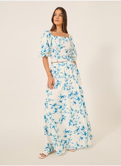 Styli All-Over Print Flared Maxi Skirt  - Image 1