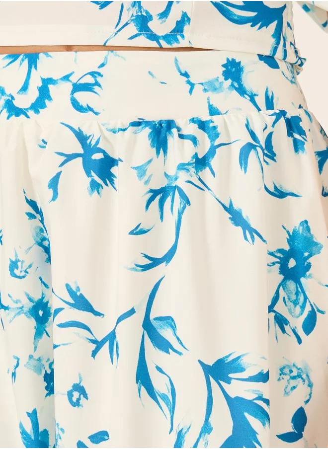 Styli All-Over Print Flared Maxi Skirt