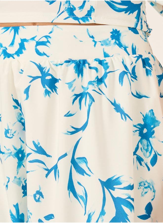 Styli - All-Over Print Flared Maxi Skirt - Image 1