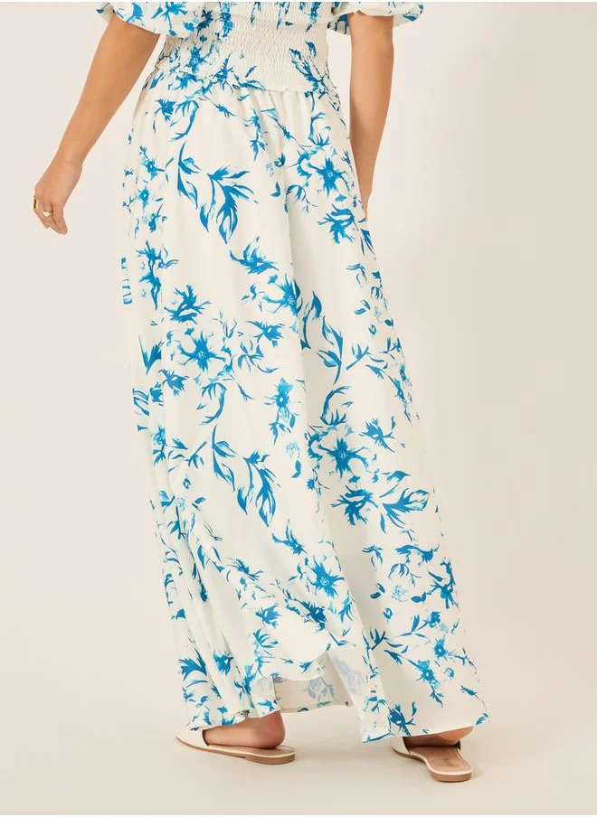 Styli All-Over Print Flared Maxi Skirt