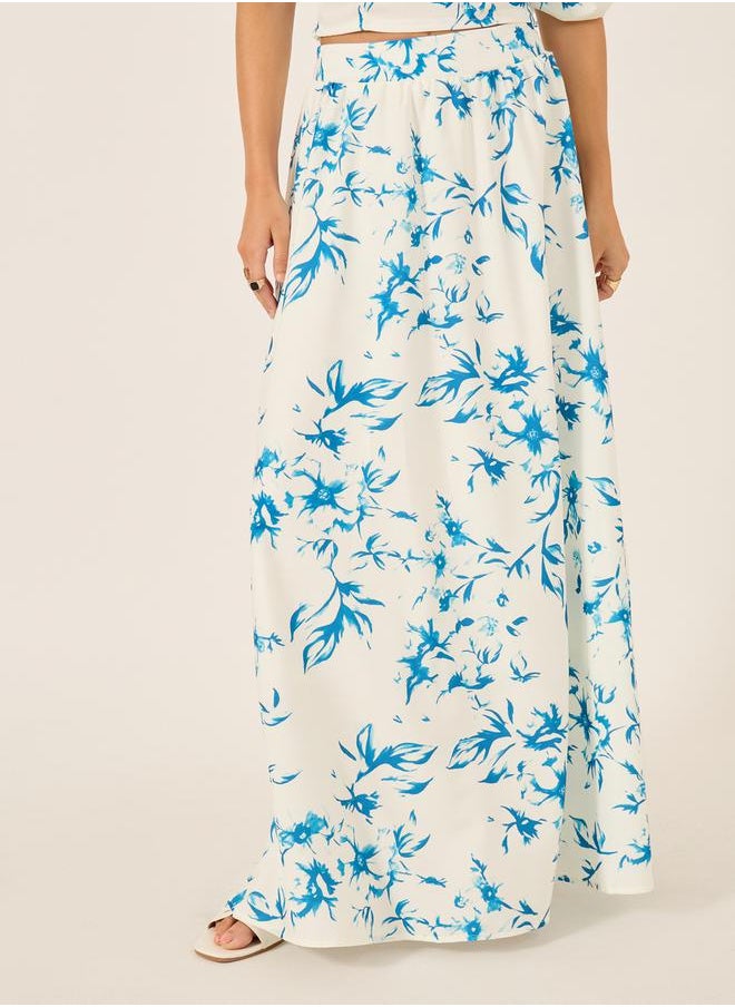 Styli - All-Over Print Flared Maxi Skirt - Image 1