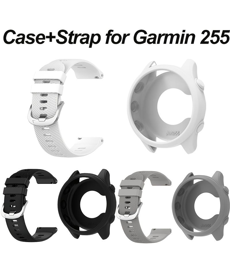Grey Silicone Case and Watch Band Set Forerunner 255 265 Quick Release Strap - Image 1