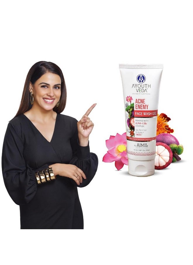 AYOUTHVEDA Acne Enemy 100 Ml Face Wash Gel For Acne & Pimples |Face Wash For Oily Skin And Pimples | Anti Pimple Face Wash | Suitable For All Skin Types (Pack Of 1: 100Ml)  - Image 2