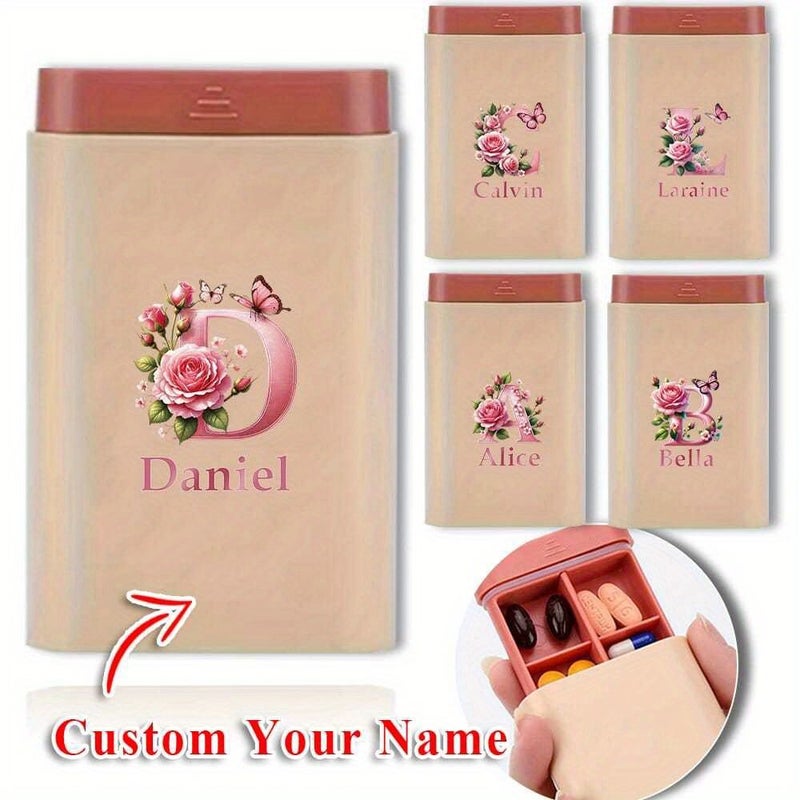Personalized Pill Organizer With Custom Name Travel Medicine Case Style D - Image 1